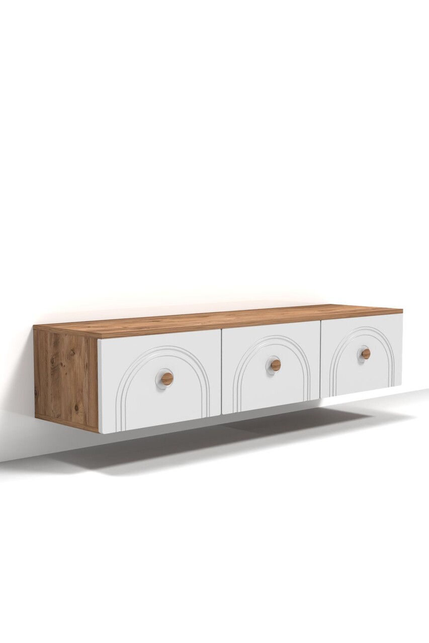 Comoda TV, Hanah Home, Serenta 135, 135x47x35 cm, PAL, Pin Atlantic / Alb - view 5