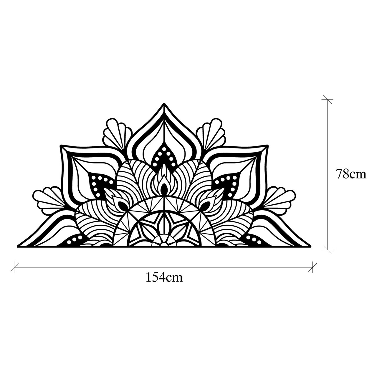 Decoratiune de perete, Mandala 1, Metal, Dimensiune: 154 x 78 cm, Negru