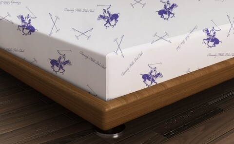 Cearceaf de pat cu elastic, 140×190 cm, 100% bumbac ranforce, Beverly Hills Polo Club, BHPC 029, lila