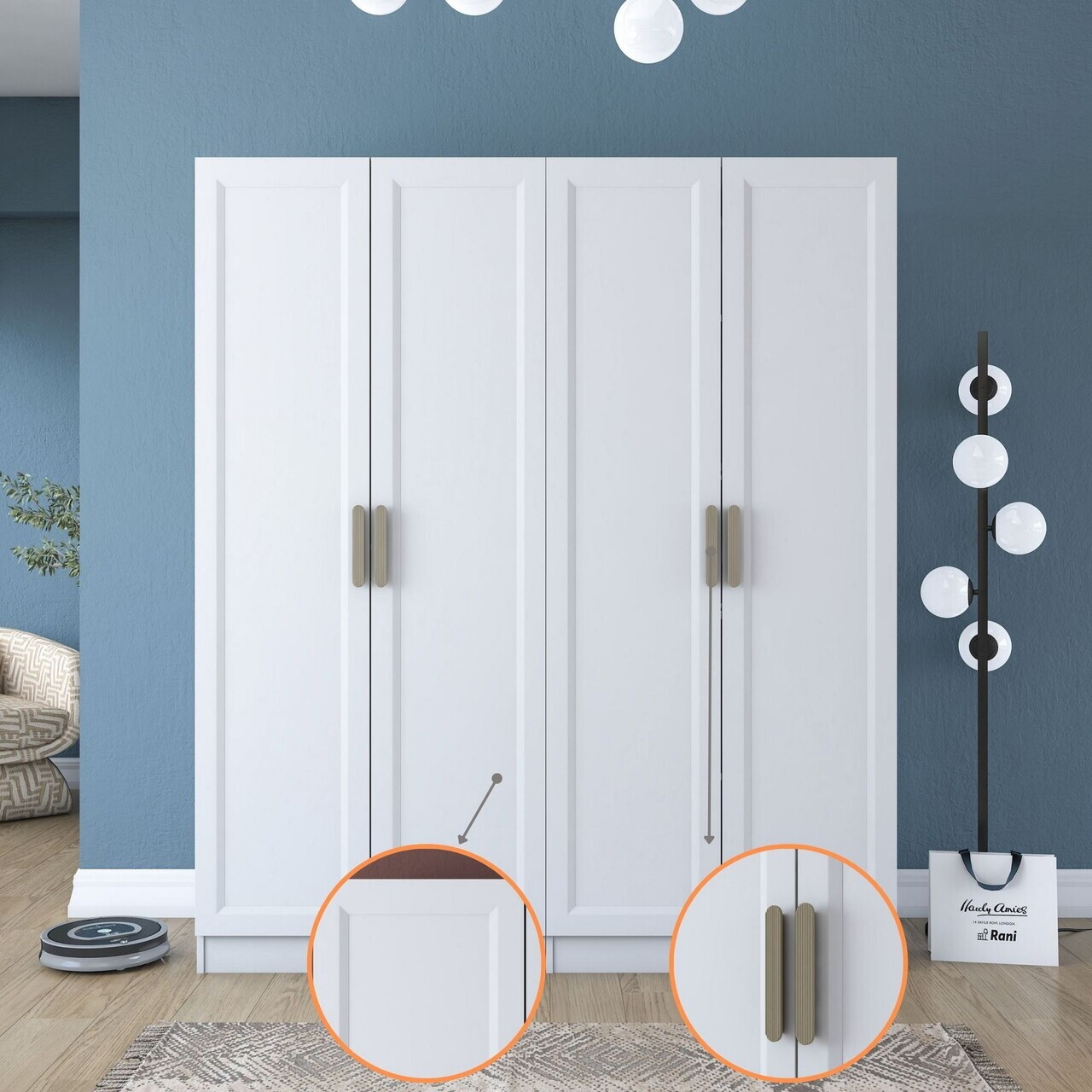 Dulap pentru haine, Hanah Home, BA208, 180x210x57.5 cm, PAL melaminat, Alb - view 2