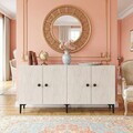 Consola, Hanah Home, Sherifa 150, 150x75x32 cm, Alb / Travertin