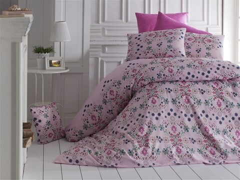 Lenjerie de pat dubla aura, nazenin home, 4 piese, 220x240 cm, amestec bumbac, lila