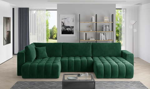 Coltar extensibil dreapta 6 locuri ELTAP, RT-35LU, Bonito, 350x175x92 cm, lemn/poliester, verde inchis