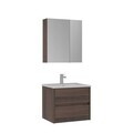 Set Dulap de Baie cu Chiuvetă și Oglindă (2 Piese), Hanah Home, Side 65 v2, Maro