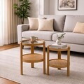 Set masute 2 piese, Hanah Home, Golf 2, LEMN MASIV DE STEJAR, Stejar