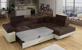 Coltar extensibil dreapta 4 locuri, ELTAP, Anton, 272x203x85 cm, lemn/poliester, maro/bej
