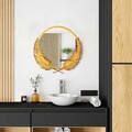 Oglinda decorativa, Palm Mirror L, Metal, Dimensiune: 59 x 57 cm, Auriu