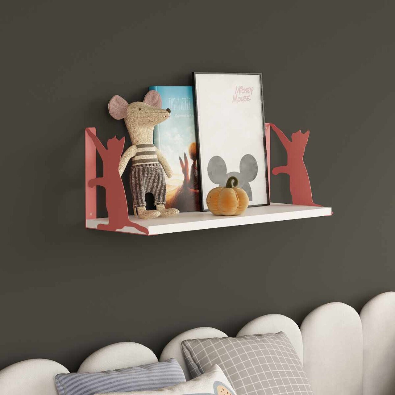 Raft de perete Hanah Home Tiger Cat 60x22x21 cm PAL Roz