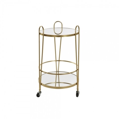 Carucior multifunctional, dkd home, 40 x 40 x 74 cm, metal/sticla, auriu