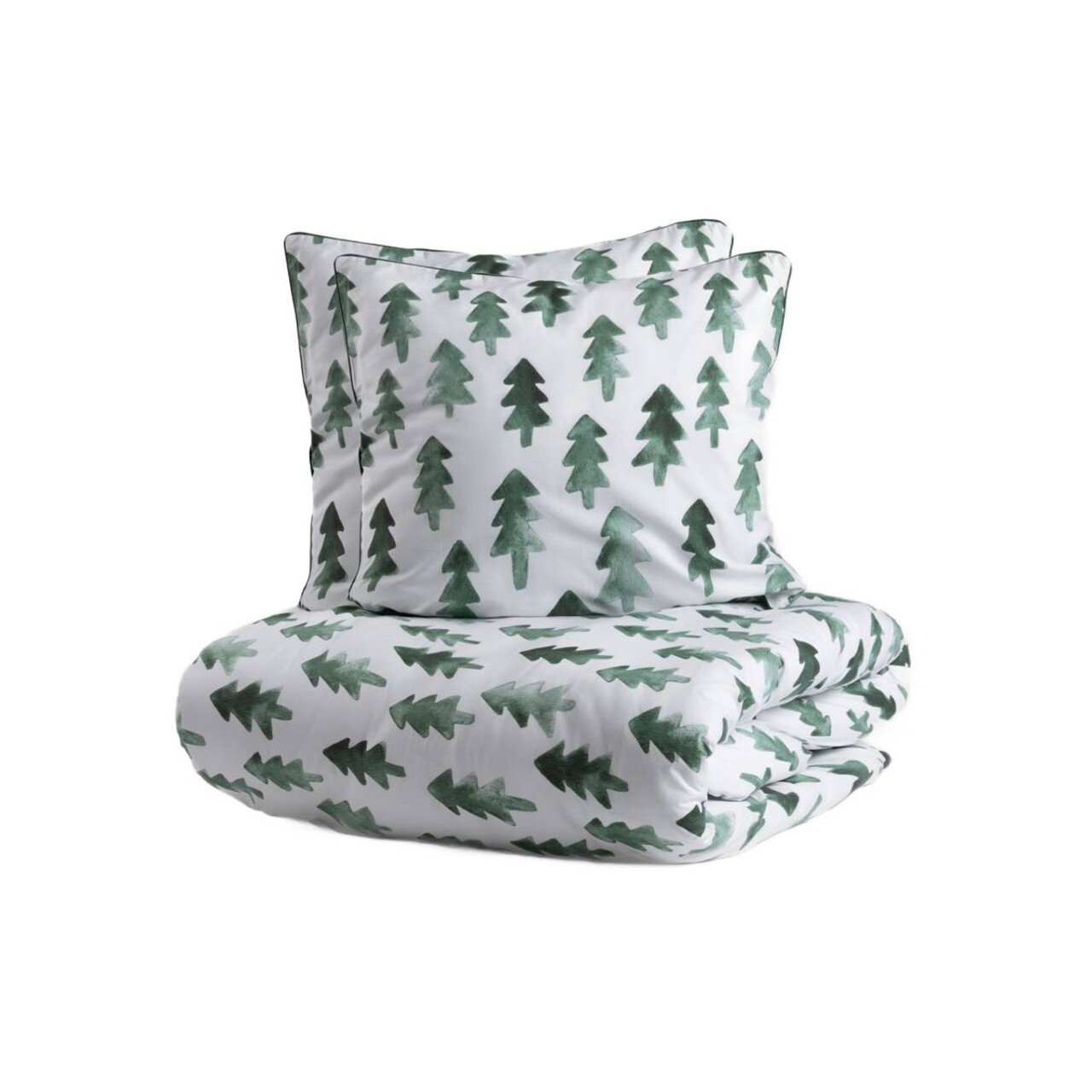 Lenjerie de pat dubla Pinno, Homla, 3 piese, 160x200 cm, bumbac, alb/verde - 1 | YEO