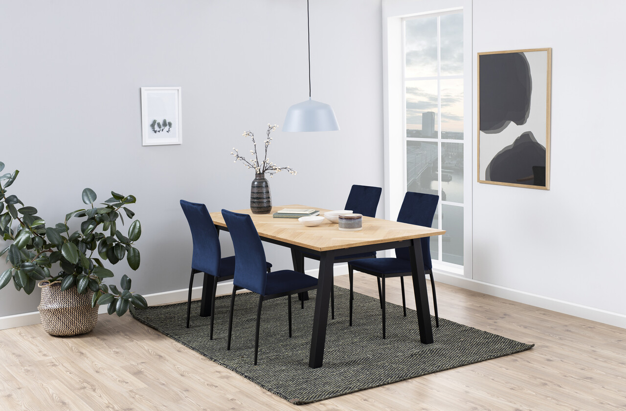 Scaun Demina, Actona, 43.5x53x92 cm, catifea/otel, albastru inchis - view 8
