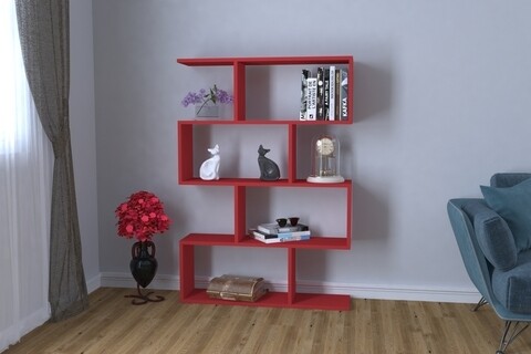 Biblioteca Raffline, 90x22x129 cm, PAL, rosu Mobilier si saltele