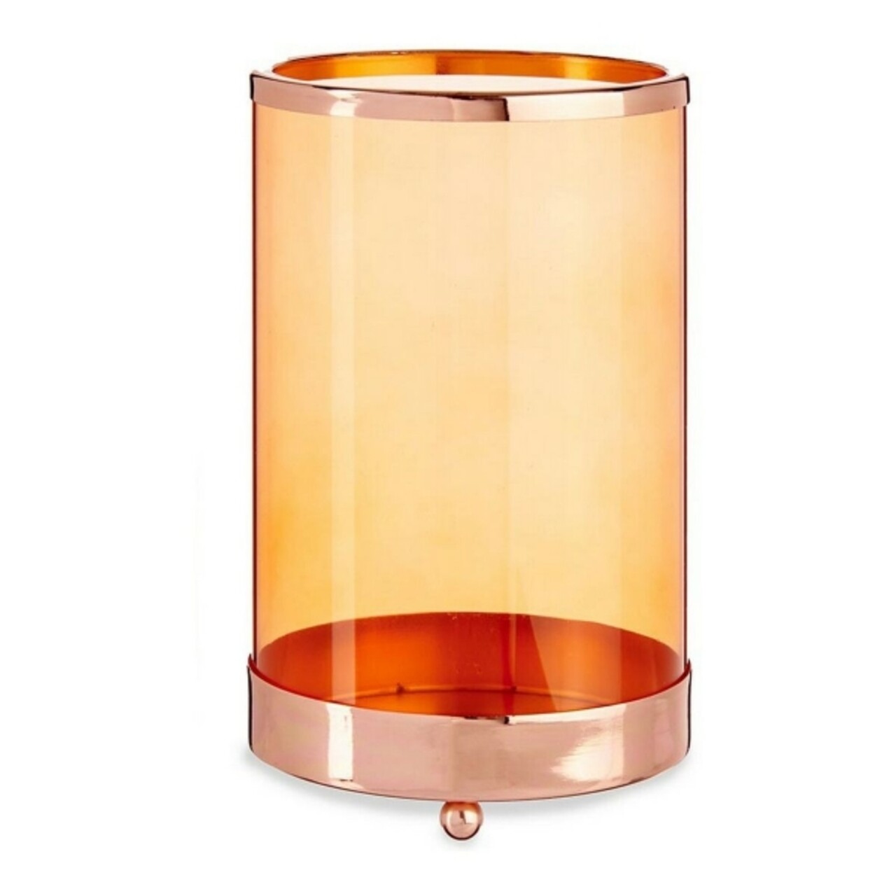 Suport pentru lumanare Cylinder, Gift Decor, 12.2 x 12.2 x 19.5 cm, metal/sticla, aramiu
