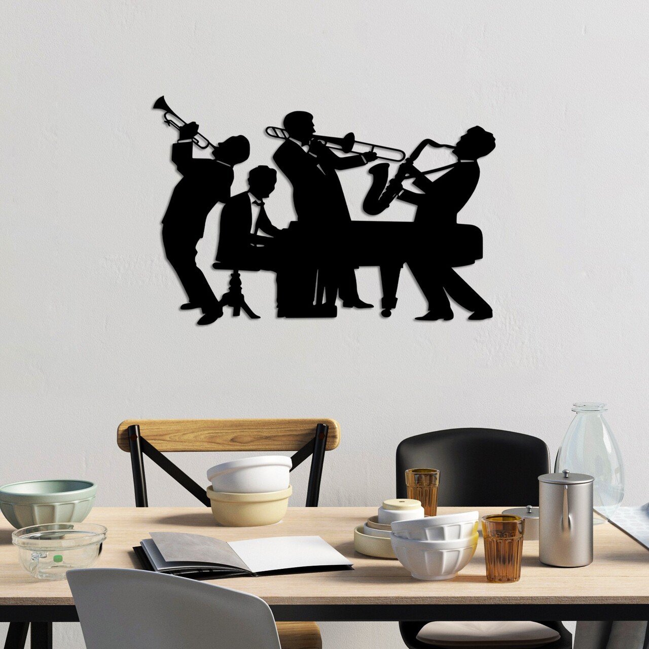 Decoratiune de perete, Musicians, Dimensiune: 70 x 46 cm, Negru - view 2