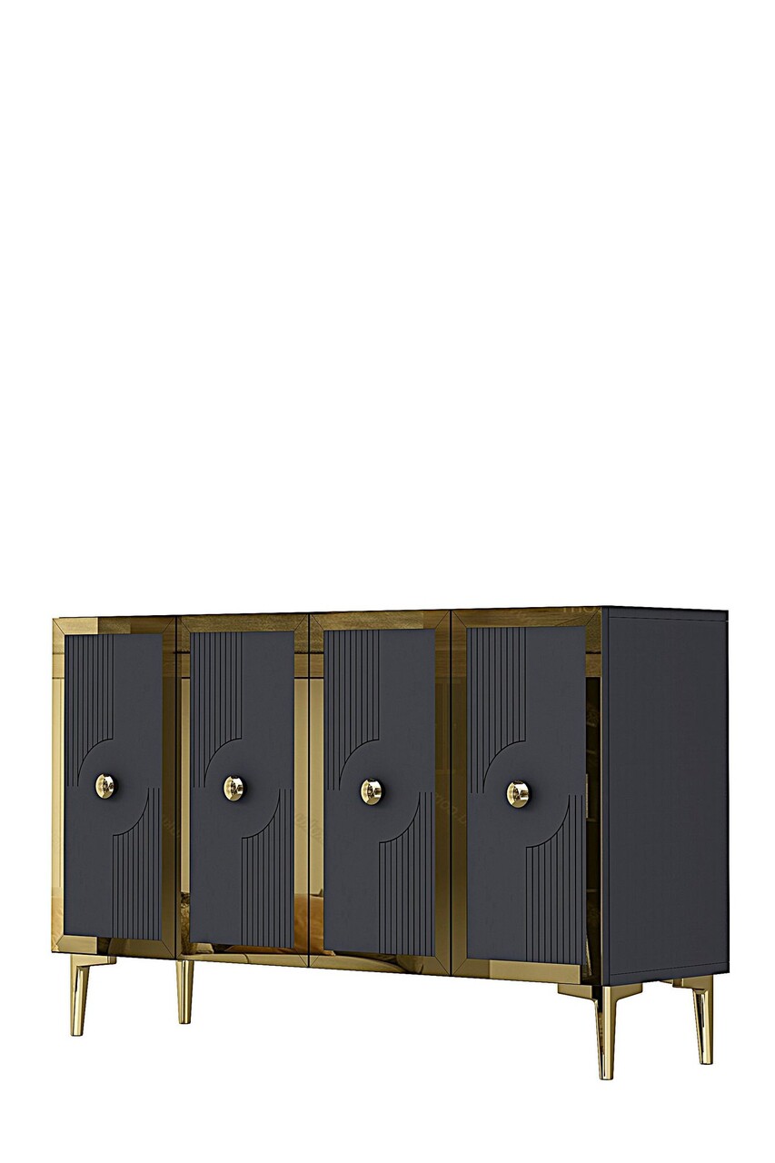 Consola, Hanah Home, Pega 120, 120x79x32 cm, Antracit / Aur - view 4