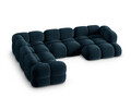 Coltar panoramic stanga 5 locuri, Loretto, Cosmopolitan Design, 345x250x68 cm, catifea, albastru petrol inchis