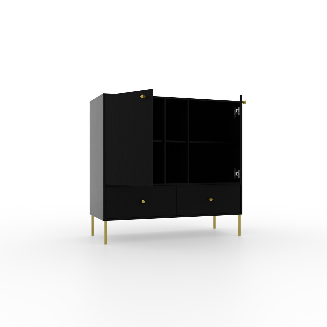 Comoda ADRK, Tili 2D 2S 2P, 100.2x40.8x95 cm, PAL laminat, negru — imaginea 3