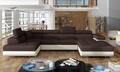 Coltar extensibil stanga 6 locuri ELTAP, Rod-21, Rodrigo, 345x202x90 cm, lemn/poliester, maro inchis/bej