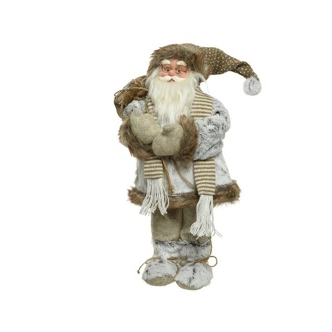 Decoratiune Santa w scarf, Decoris, H60 cm, poliester, maro Figurine Craciun