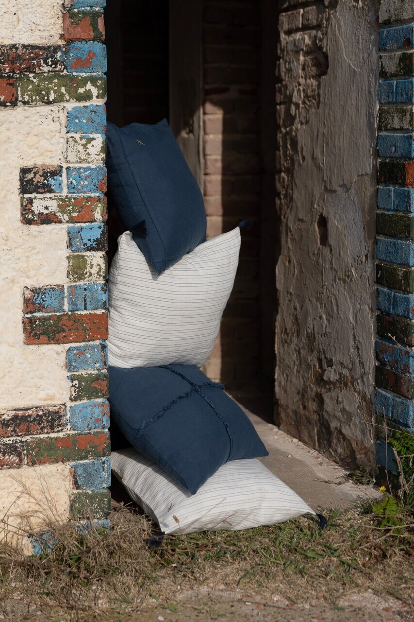 Husa de perna, Larin, 45x45 cm, FIBRE NATURALE, Crem / Denim