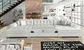 Coltar extensibil 5 locuri, ELTAP, Vento, 359x165x87 cm, lemn/poliester, alb