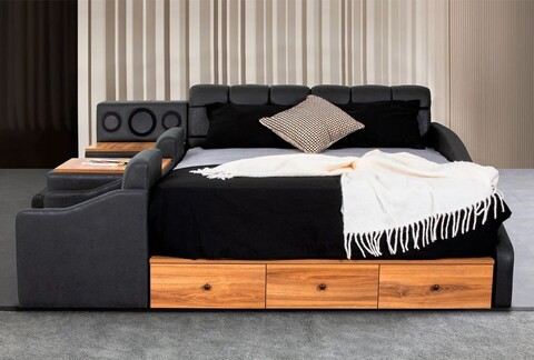 Pat dublu, Hanah Home, Nina Smart, 235x100x245 cm, Frame: 70% HORNBEAM/30% MELAMINE COATED CHIPBOARD, Gri