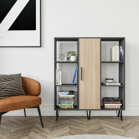 Corp biblioteca, Colman, Peoria, 120x25x141.6 cm, Stejar / Antracit Colman