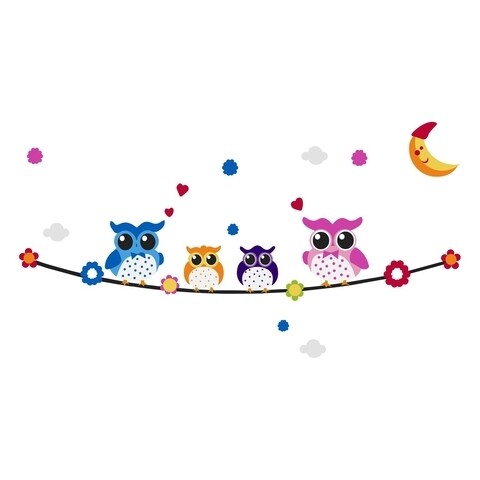 Sticker decorativ Sleepy Owls, Versa, 100×50 cm