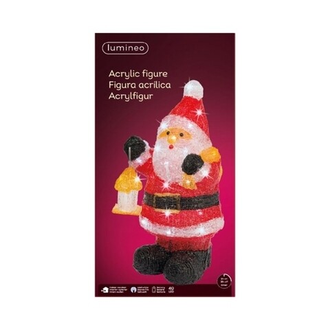 Decoratiune luminoasa pentru exterior Santa, Lumineo, 40 LED-uri, 24x20x46 cm, multicolor
