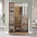 Dulap cu pantofar, cuier si oglinda DD7-AW, Locelso, 113.6x37.5x179.7 cm, PAL, natural/alb
