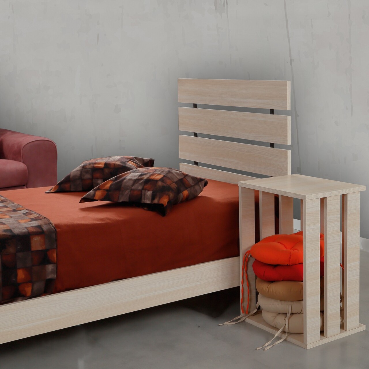 Pat de o persoană, Comforty, Fuga 90, 95x100x205 cm, PAL, Stejar - 1 | YEO