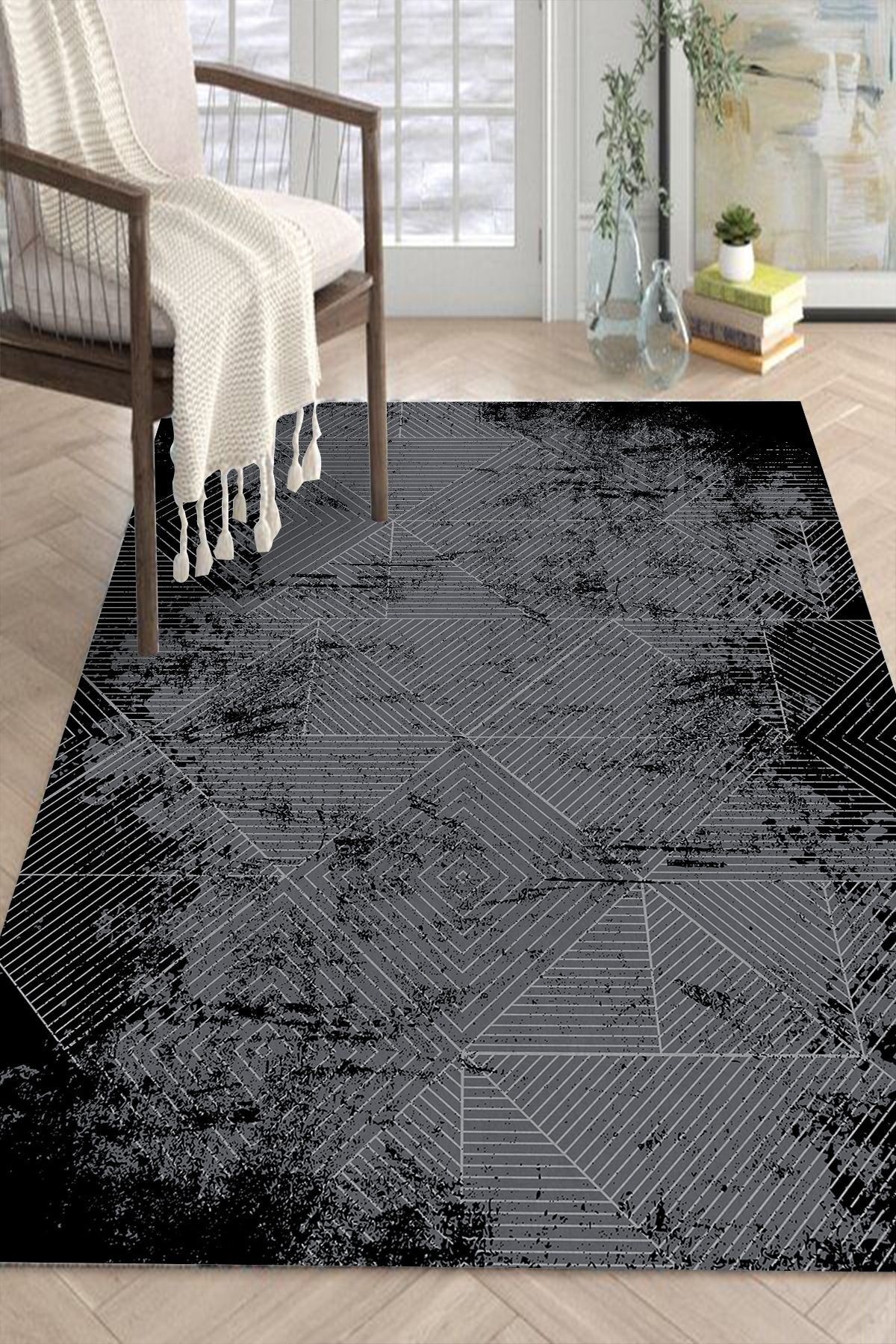 Covor, CLR-0000575-002, 100x250 cm, Poliester, Antracit