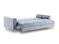 Canapea extensibila, Mimosa, Mazzini Sofas, 3 locuri, cu lada de depozitare, 220x100x92 cm, catifea, albastru deschis