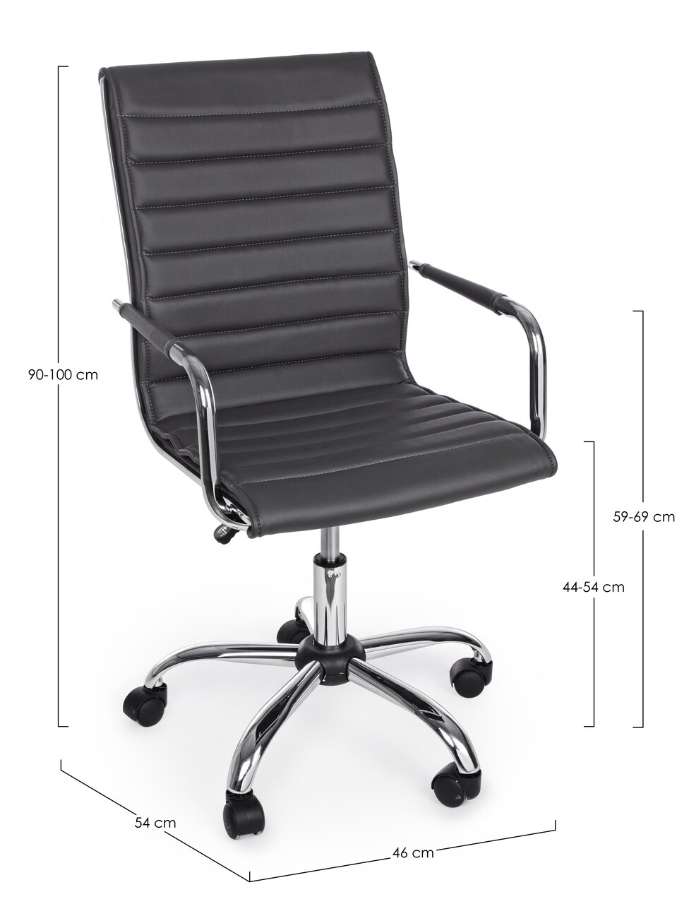 Scaun de birou Perth, Bizzotto, piele ecologica, gri inchis - 1 | YEO
