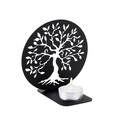 Suport lumanare, Tree Of Life, Metal, Grosime: 1 mm, Negru