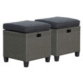Set coltar de gradina/terasa 6 piese, cu spatiu de depozitare Baxter, 120x82x67 cm/ 165x67x73 cm, otel/poliester, gri/negru