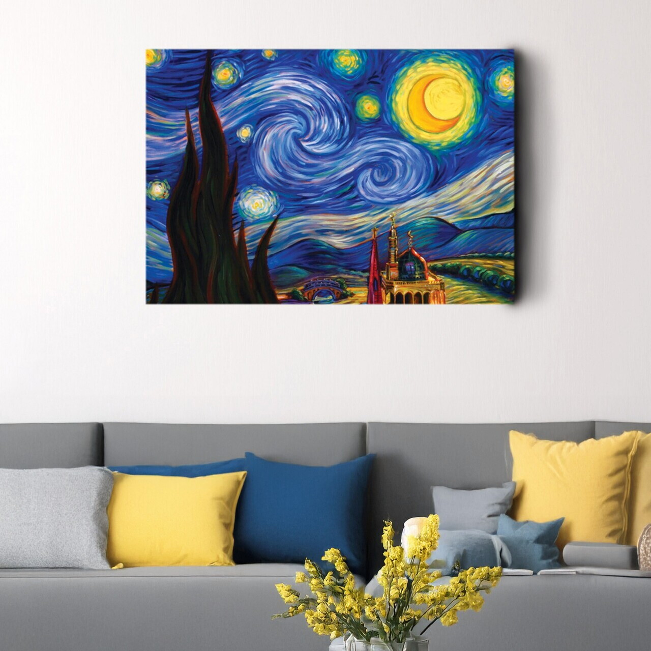 Tablou decorativ, BAS-YAP-1036, Dimensiune: 60 x 90 cm, Multicolor