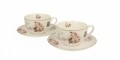 Set 2 cesti cu farfurie Secession, Duo, 250 ml, portelan, multicolor