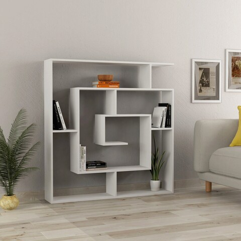Corp biblioteca, decortie, maze, 125x129x22 cm, alb