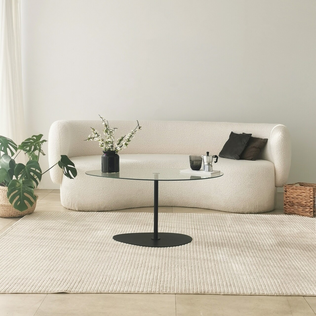 Masuta de cafea, Neostill, Porto, 90x40x60 cm, Sticla temperata, Transparent/Negru - 1 | YEO