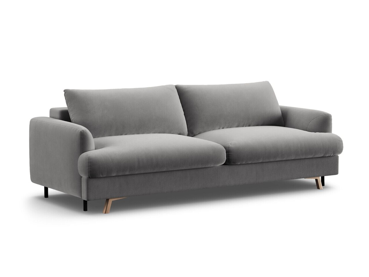 Canapea extensibila 3 locuri, Naomi, Micadoni Home, 233x110x95 cm, catifea, gri — imaginea 4