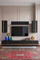 Comoda TV, Hanah Home, Ilay, 180x41x30 cm, Antracit / Aur