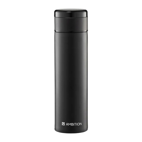 Termos din inox cu indicator lcd pentru temperatura indi, ambition, 23.5 x 6.5 cm, 420 ml, inox, negru