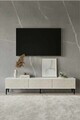 Comoda TV, Hanah Home, Didema 180, 180x40.5x30 cm, Alb / Travertin