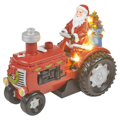 Decoratiune luminoasa si muzicala Santa’ s Tractor, Lumineo, 7 LED-uri, 19×15 cm, cu efect de abur 19x15