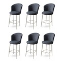 Set scaune de bar 6 piese, Charlotte, Alte, Metal, Antracit / Crom