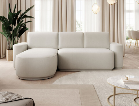 Coltar extensibil stanga 4 locuri ELTAP, Aurumm, 285x180x92 cm, lemn/poliester, alb murdar