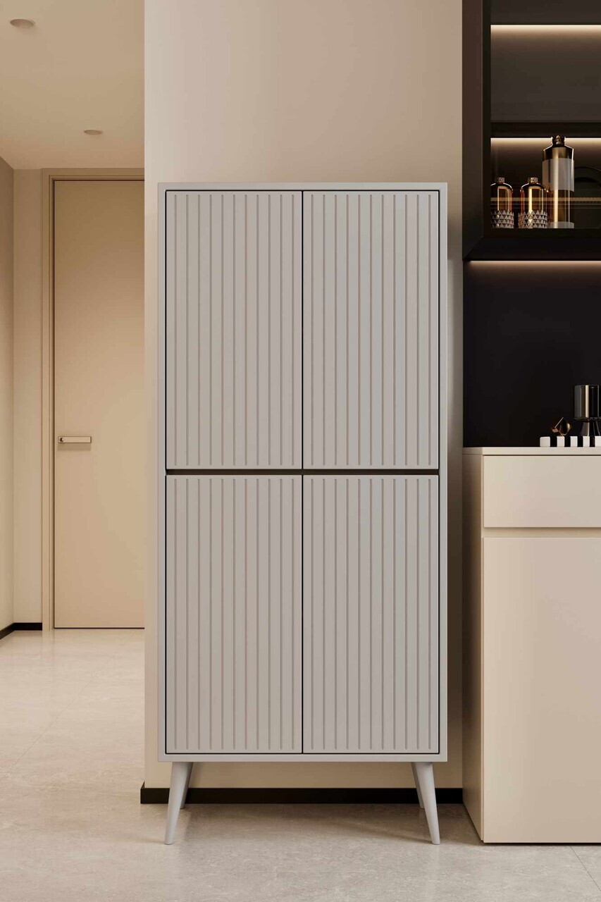 Dulap pentru bucatarie, Hanah Home, Capella, 69x158x32 cm, MDF, Gri deschis - view 2