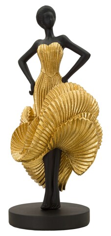Figurina /sculptura decorativa  Fashion Dancing Woman, Mauro Ferretti, 16.5x15x36 cm, polirasina, negru/auriu
