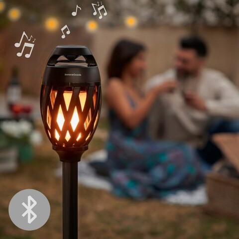 Boxa wireless si lampa led cu efect de flacara spekkle, innovagoods, bluetooth, usb, Ø10 x 81 cm